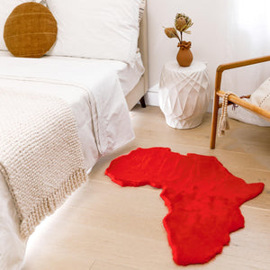 Red Map of Africa Luxurious Faux Fur Rug/Throw