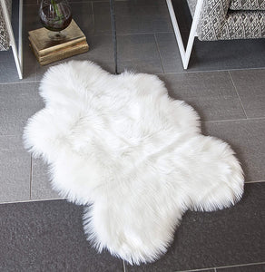 White Faux Sheepskin Fur Area Rug