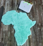Load image into Gallery viewer, Teal / Turquoise Map of Africa Luxurious Faux Fur Rug/Throw
