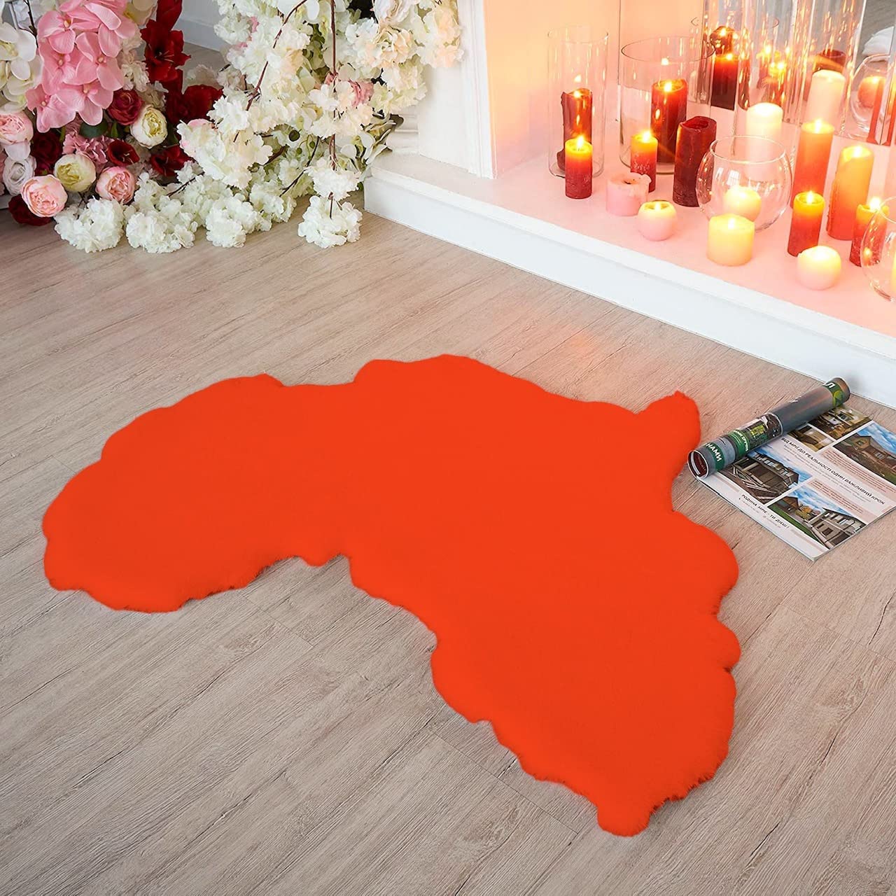 Orange Map of Africa Luxurious Faux Fur Rug/Throw